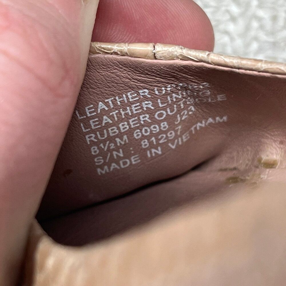 Tory Burch Minnie Travel Foldable Ballet Flats Tan Snakeskin Leather Logo 8.5 M - Picture 7 of 7